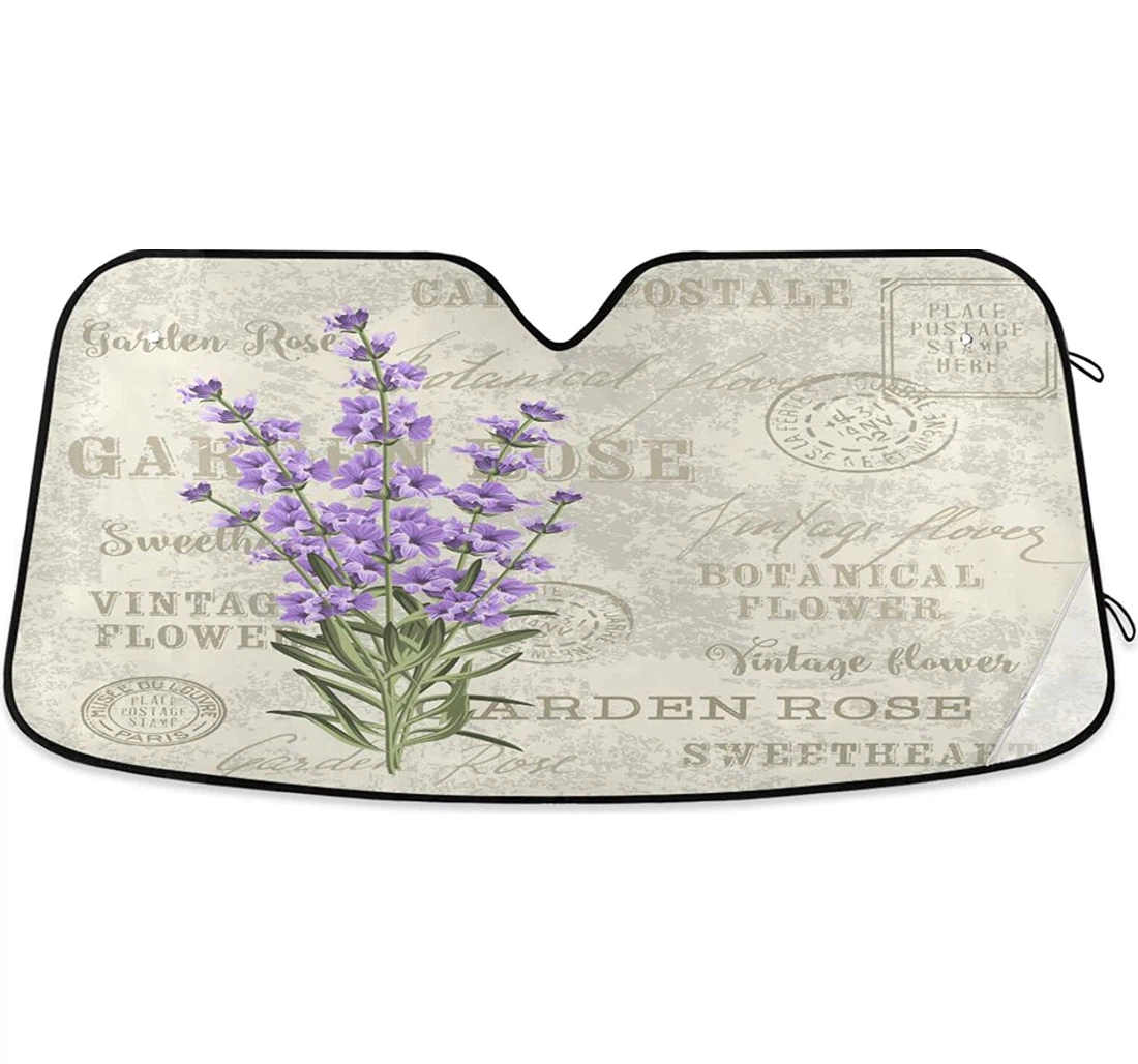 Kigai Vintage Postcard Lavender Car Sun Shade