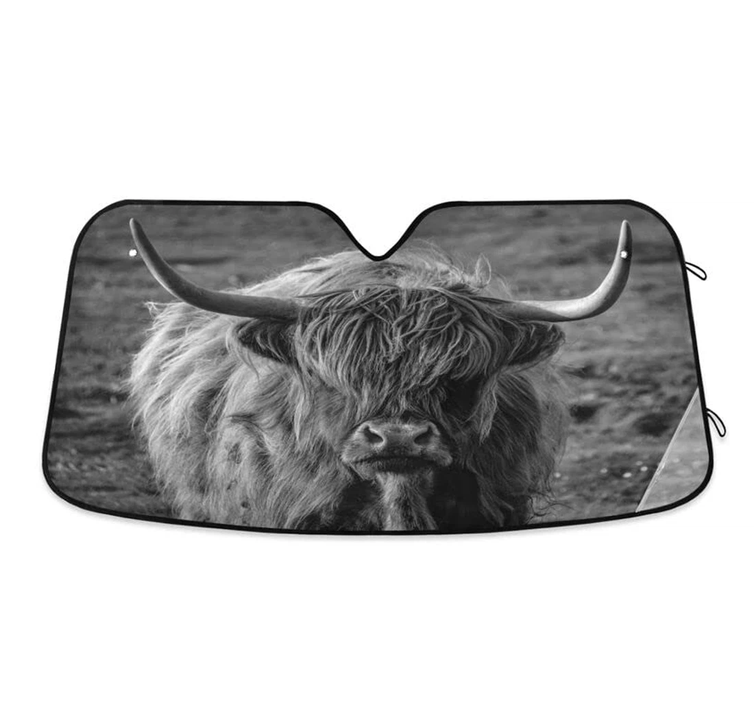 Cattles Highlands Meadow Rustic Cow Car Sun Shade