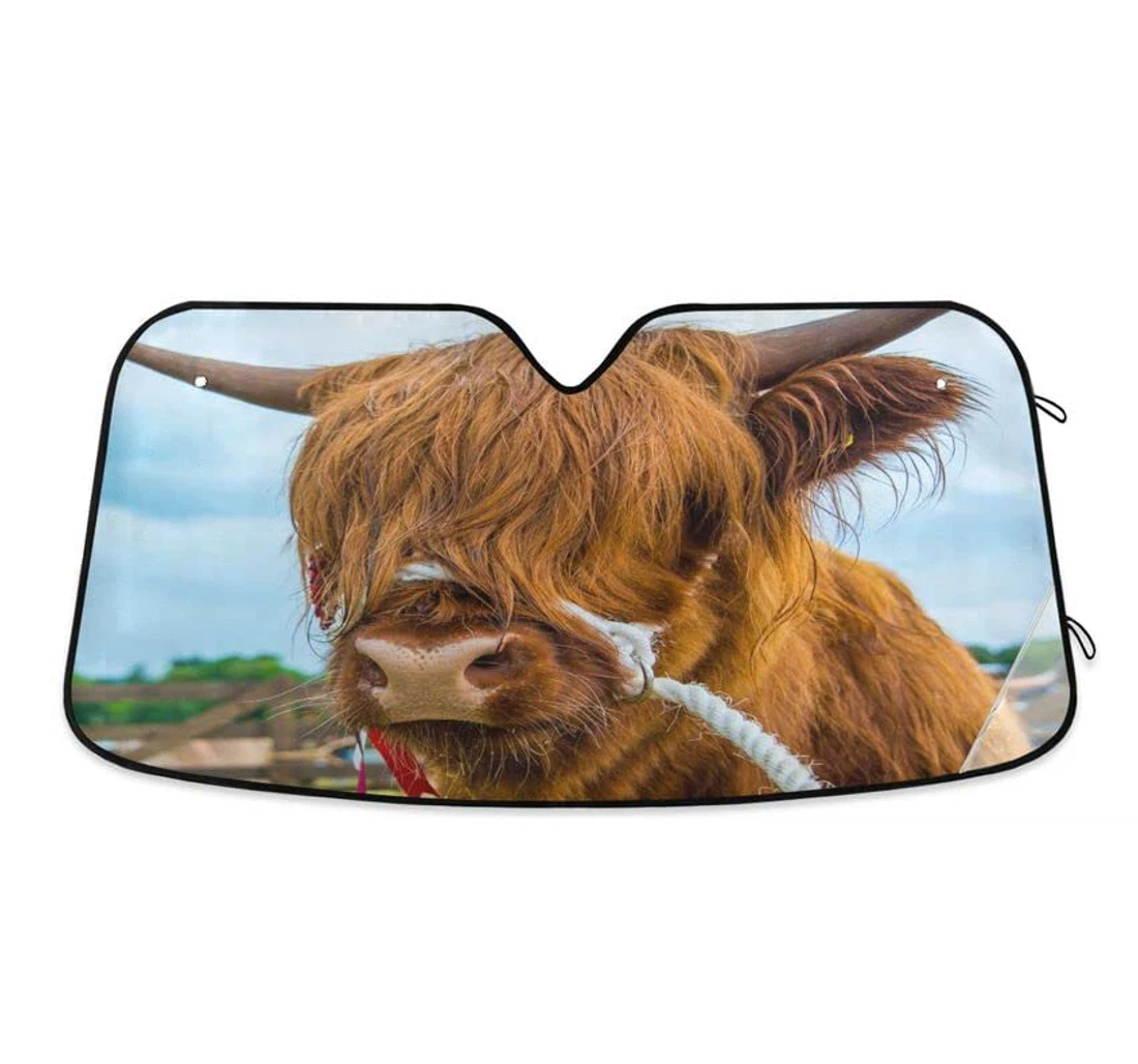 Highland Cow Cattle Farm Meadow Car Sun Shade