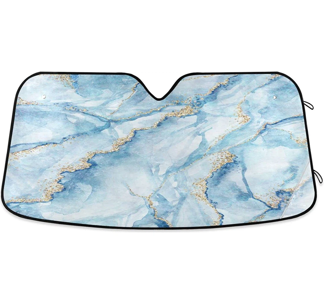 Kigai White Blue Marble Car Sun Shade