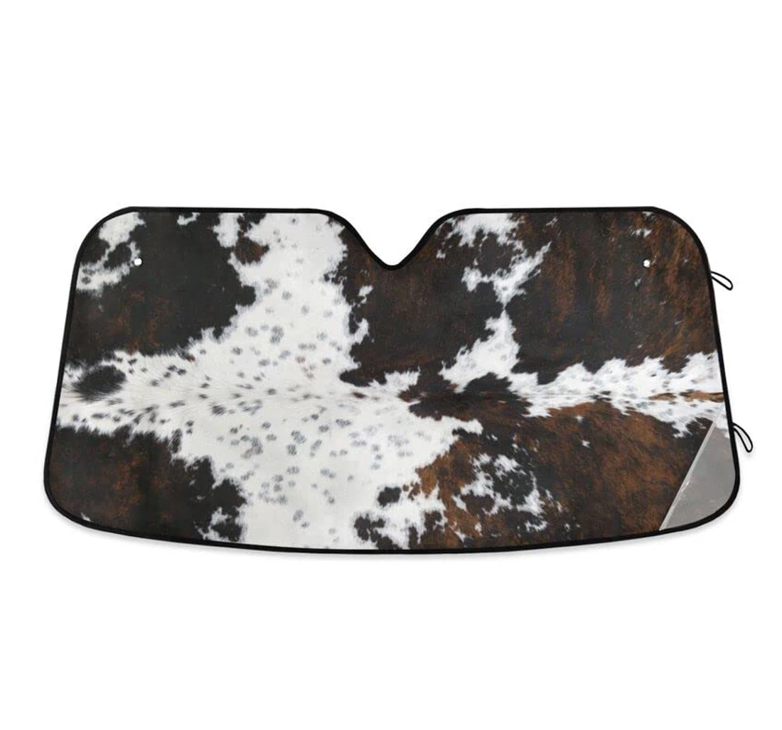 Cow Skin Texture White Brown Car Sun Shade