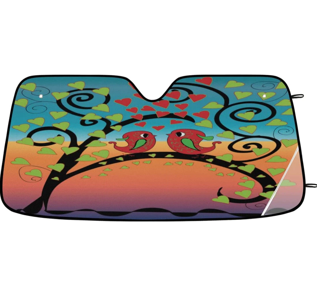 Love Birds On The Tree Car Sun Shade