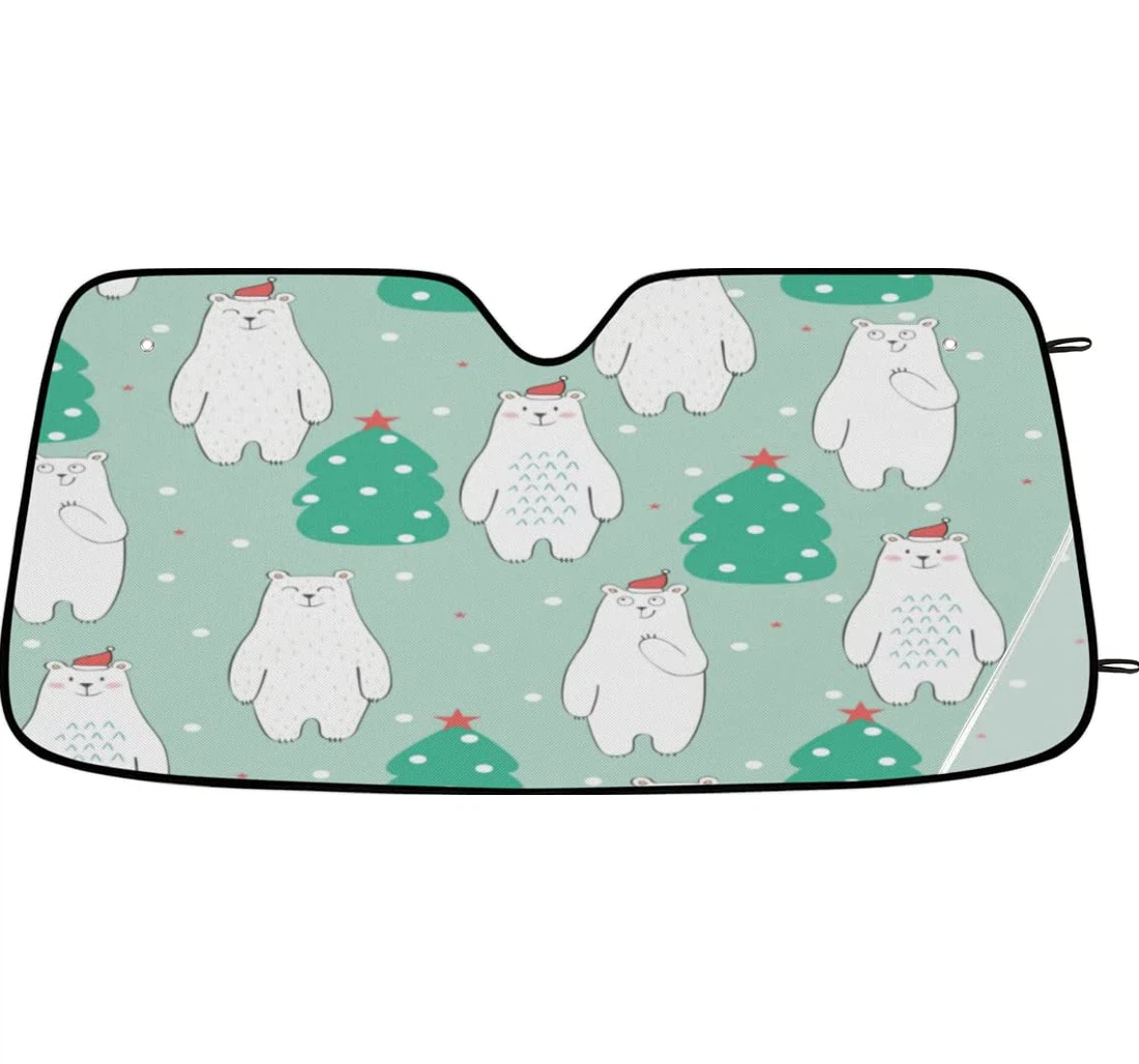 White Bear Christmas Tree Car Sun Shade