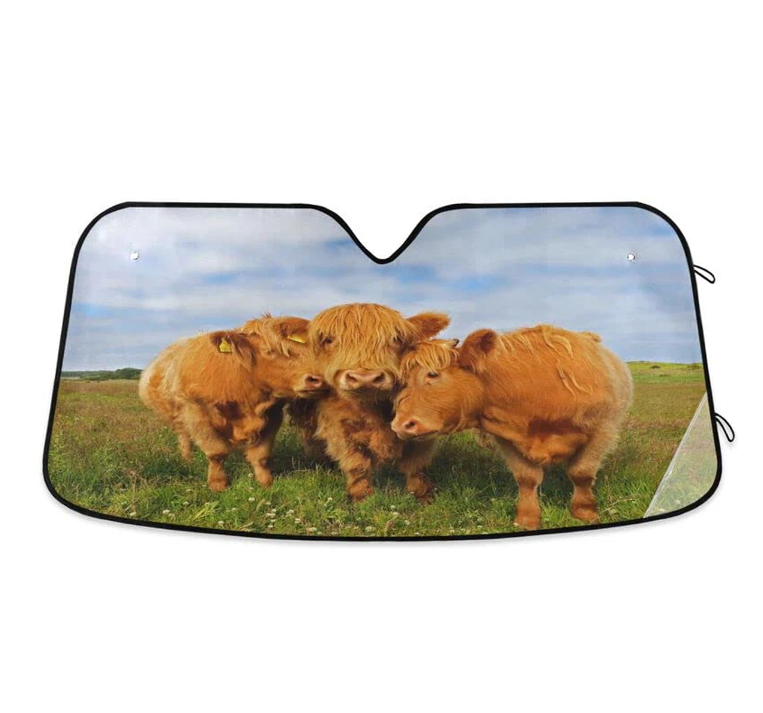 Highland Cows Funny Grassland Car Sun Shade