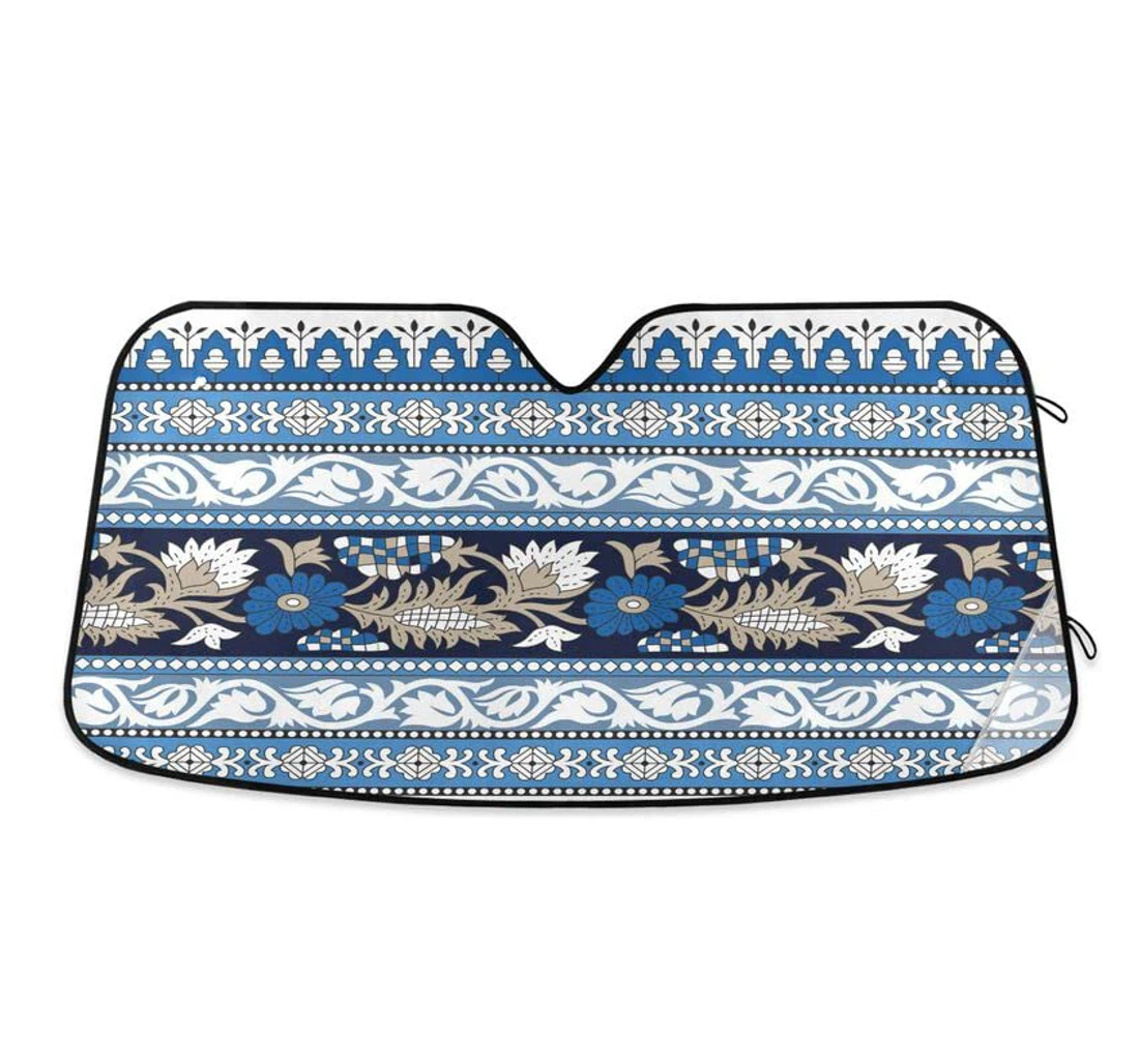 Horizontal Flower Traditional Geometric Car Sun Shade