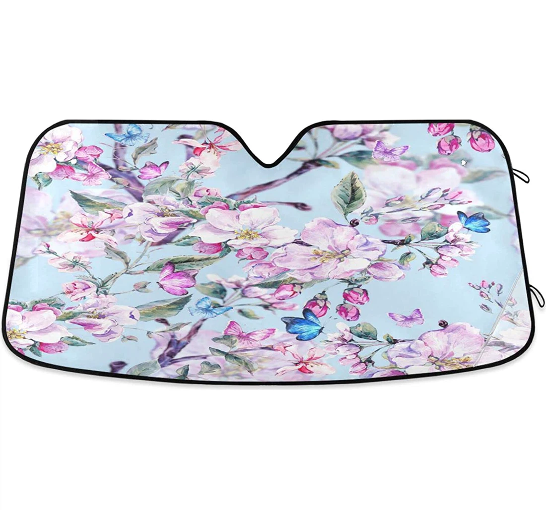 Kigai Pink Flower Butterfly Car Sun Shade