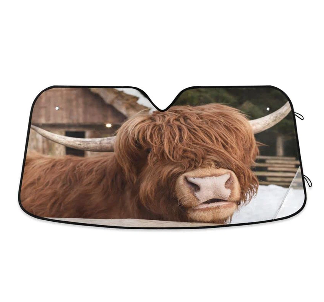 Highland Cow Cattle Funny Farm Car Sun Shade