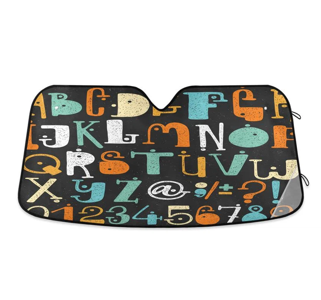 Colorful Cartoon Number Grunge Car Sun Shade