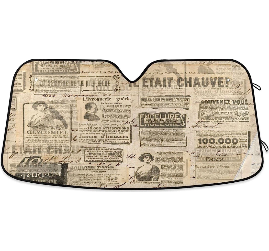Kigai Funny Retro Newspaper Car Sun Shade