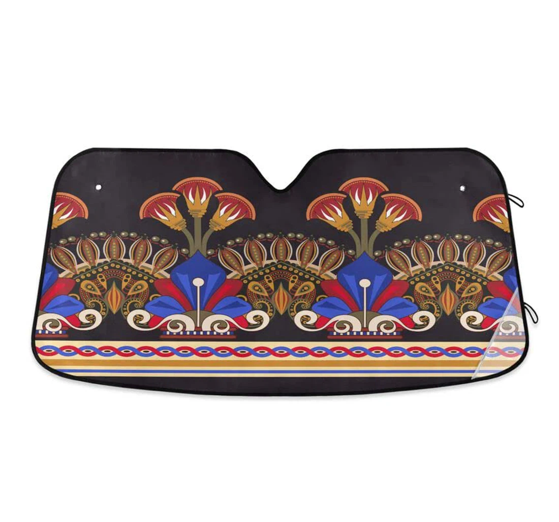 Luxury Egyptian Pattern Lotus Flower Car Sun Shade