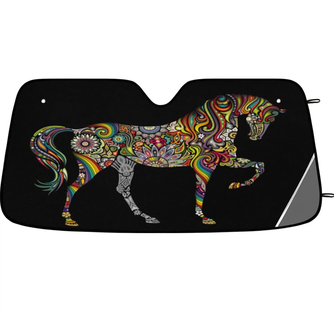 Ethnic Floral Animal Horse Car Sun Shade