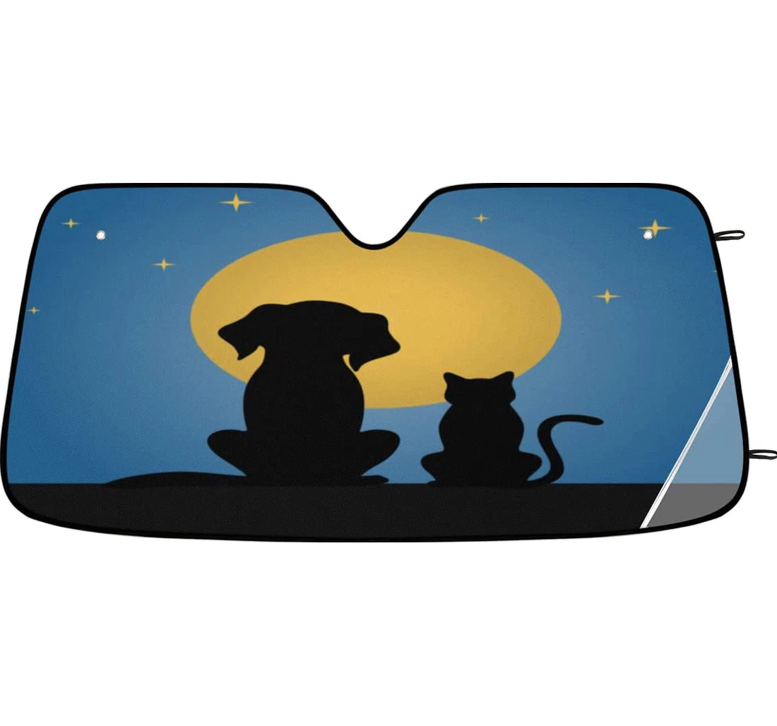Silhouette Of A Dog A Cat Car Sun Shade