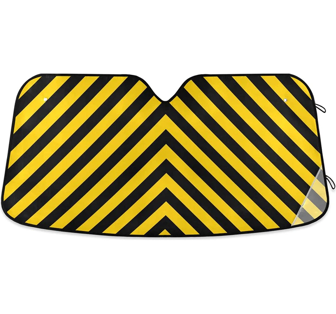 Warning Striped Yellow Black Stripes Car Sun Shade