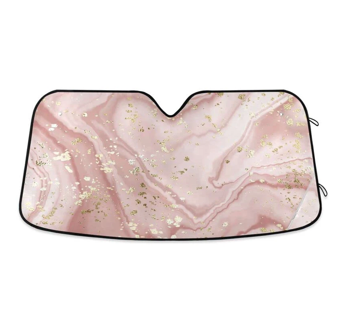 Marble Rose Pink Shiny Fluid Car Sun Shade