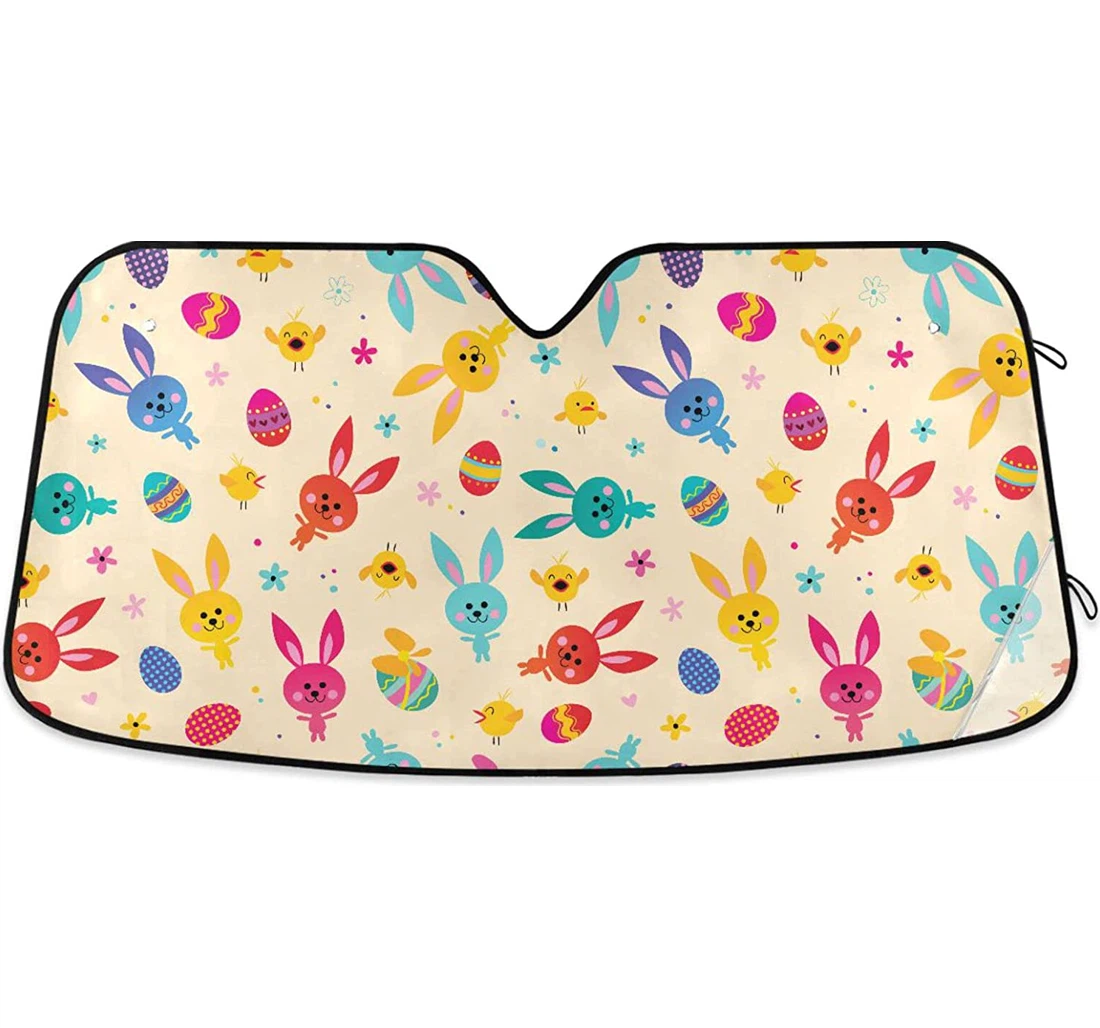 Cute Easter Bunny Egg Chick Stars Car Sun Shade