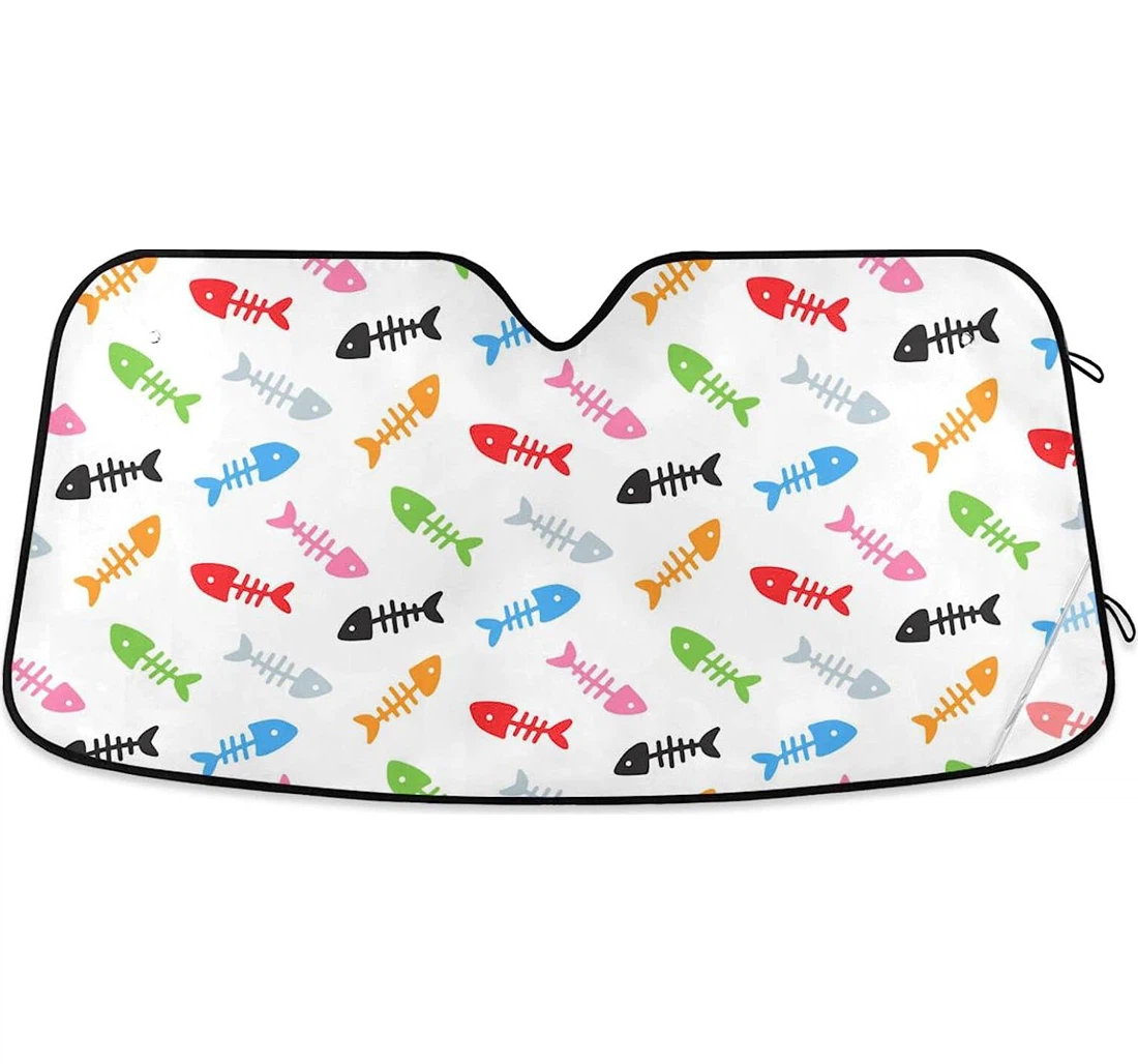 Colourful Fish Bones Pattern Car Sun Shade
