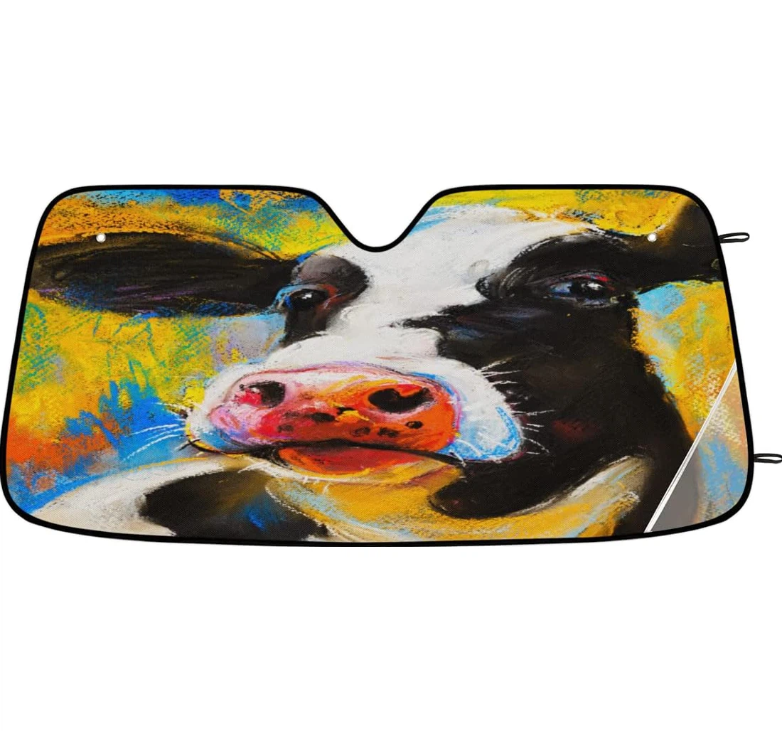 Oil Painting Cow Cow Car Sun Shade