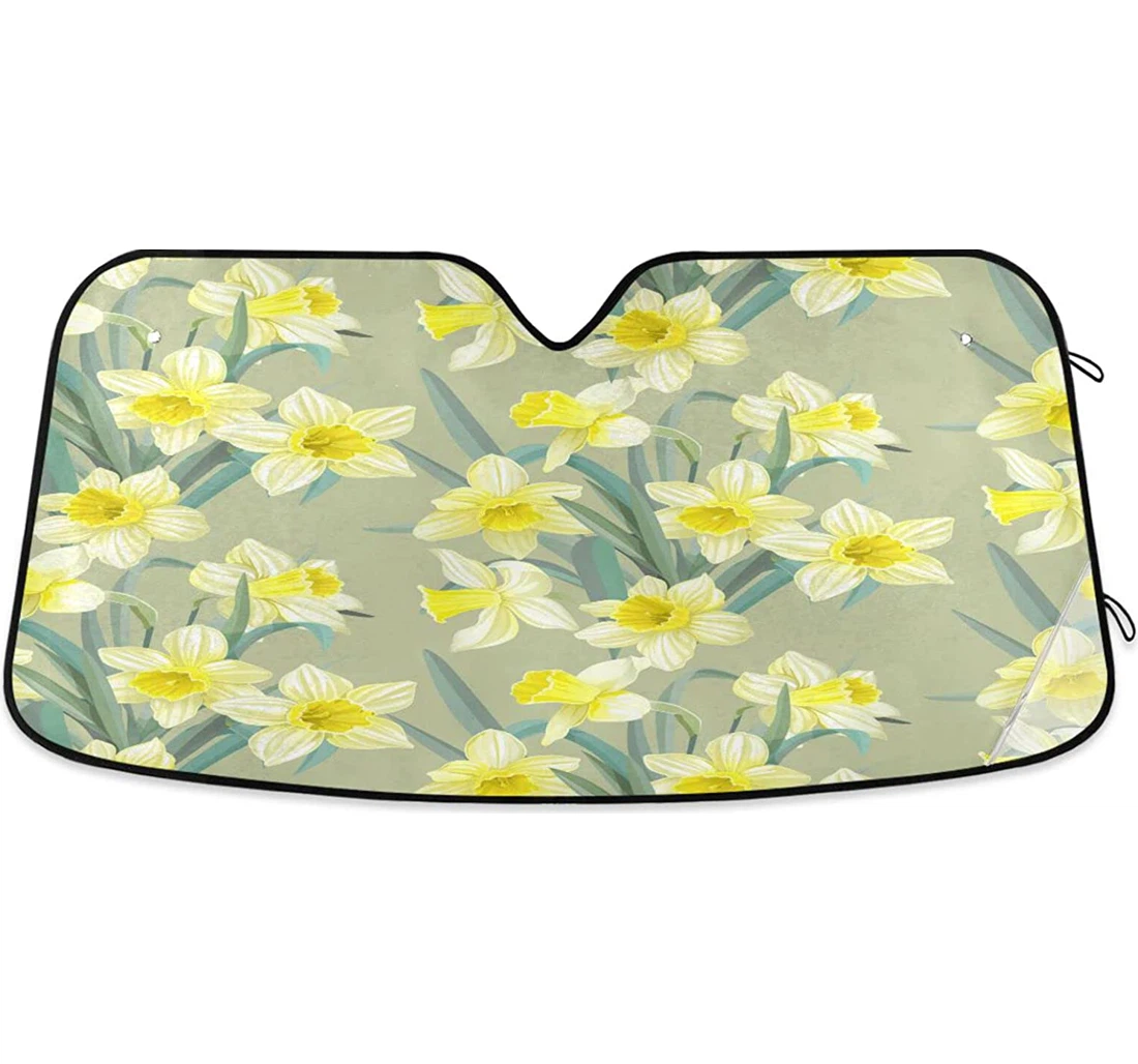 Vintage Flower Yellow Daffodils Car Sun Shade