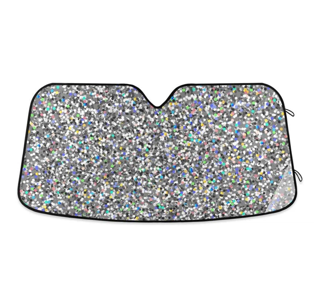 Silver Rainbow Sparkles Glitter Car Sun Shade