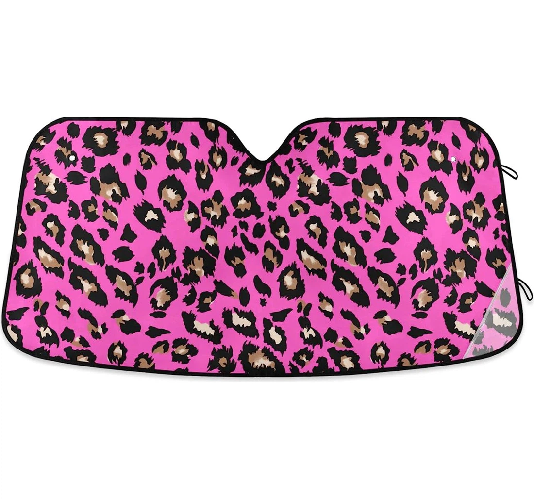 Pink Animal Skin Leopard Skin Fabric Car Sun Shade