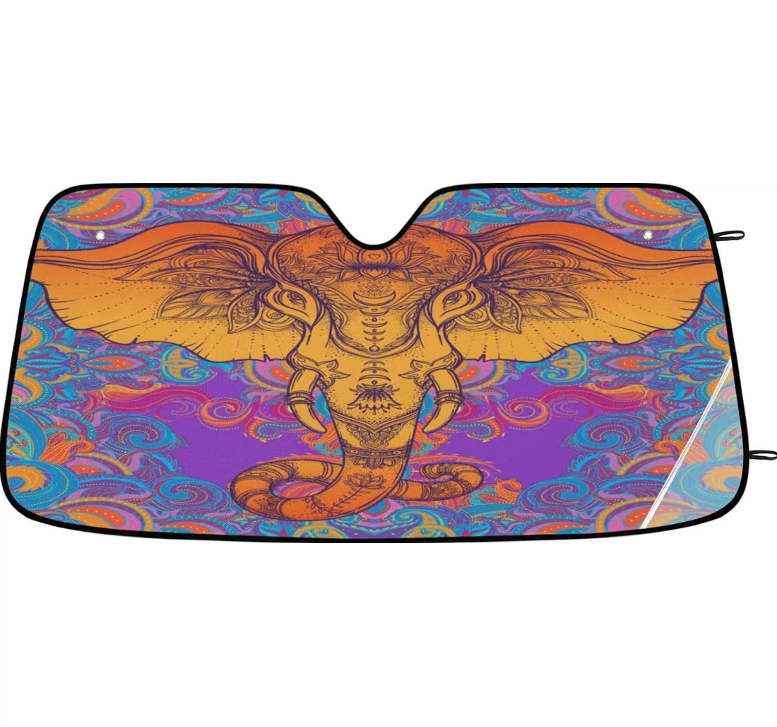 Bohemian Elephant Indian Art Elephant Car Sun Shade