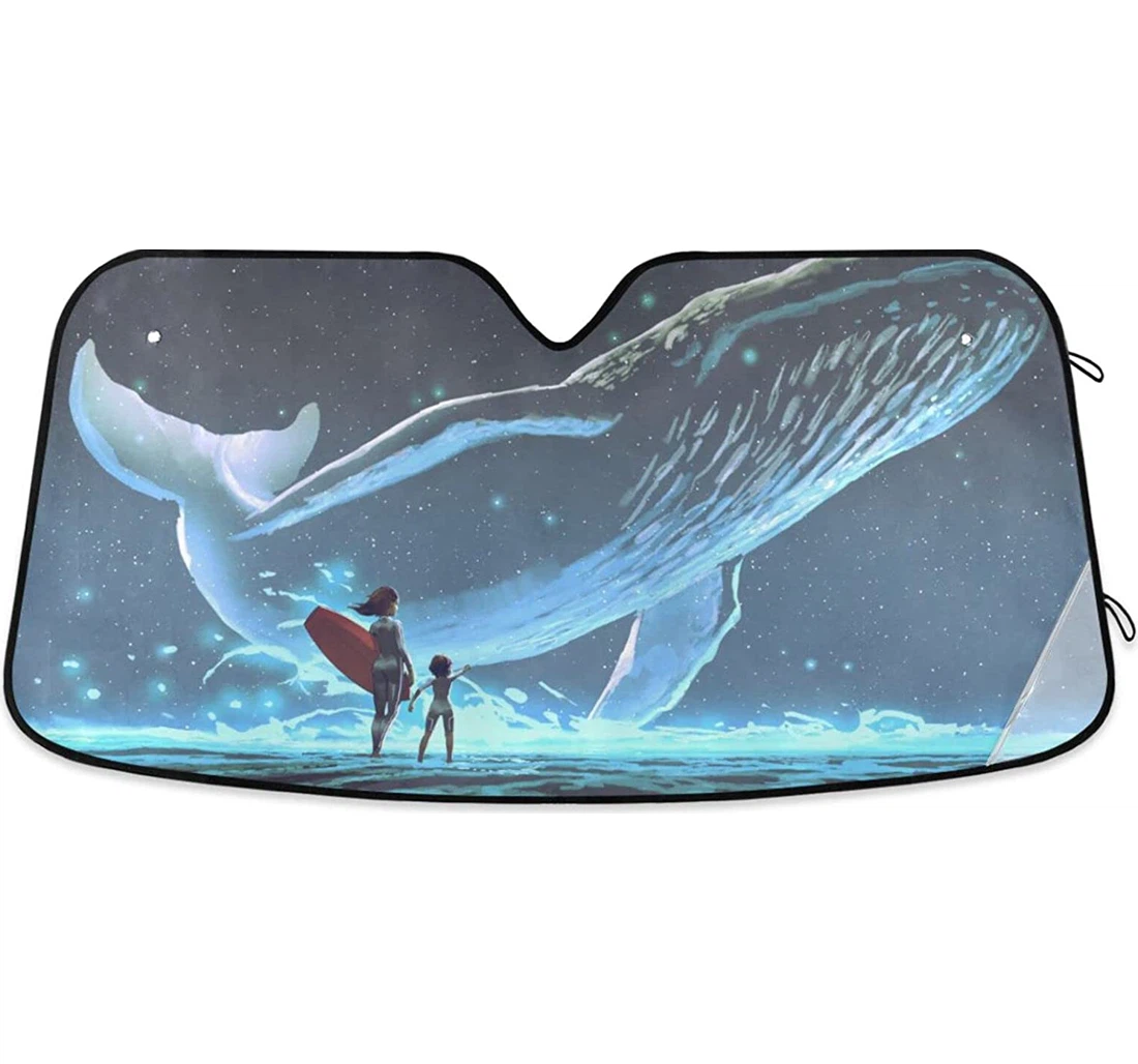 Kigai Whale Flying Night Sky Car Sun Shade