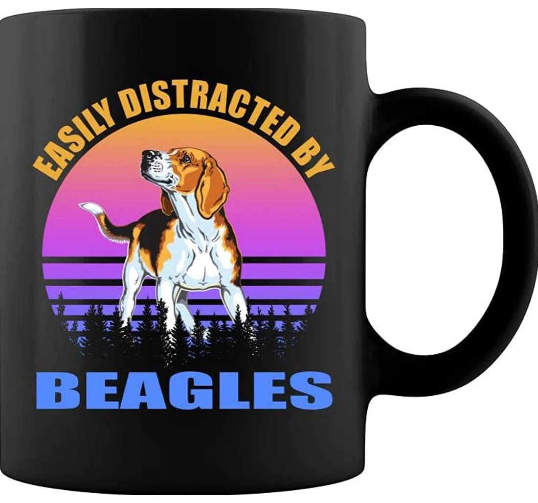 Easily Distracted By Beagles Mug Two Sides