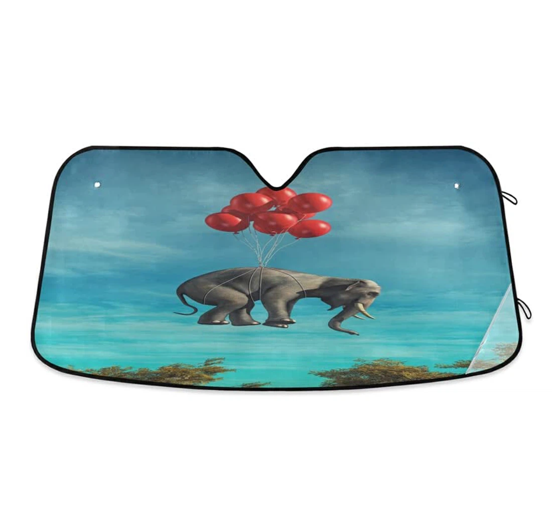 Funny Elephant Red Balloons Unique Car Sun Shade