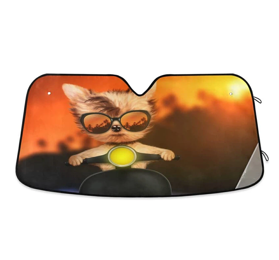 Funny Dog Motorbike Driver Car Sun Shade
