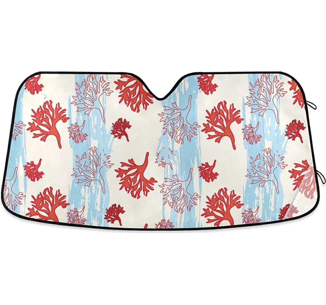 Beautiful Red Coral Flower Car Sun Shade