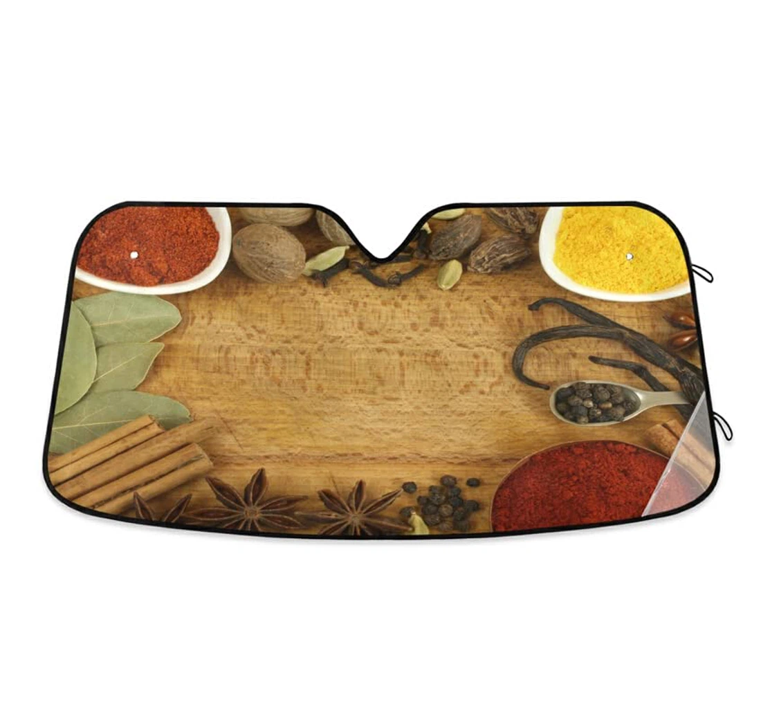 Spices Cinnamon Star Anise Wooden Board Car Sun Shade