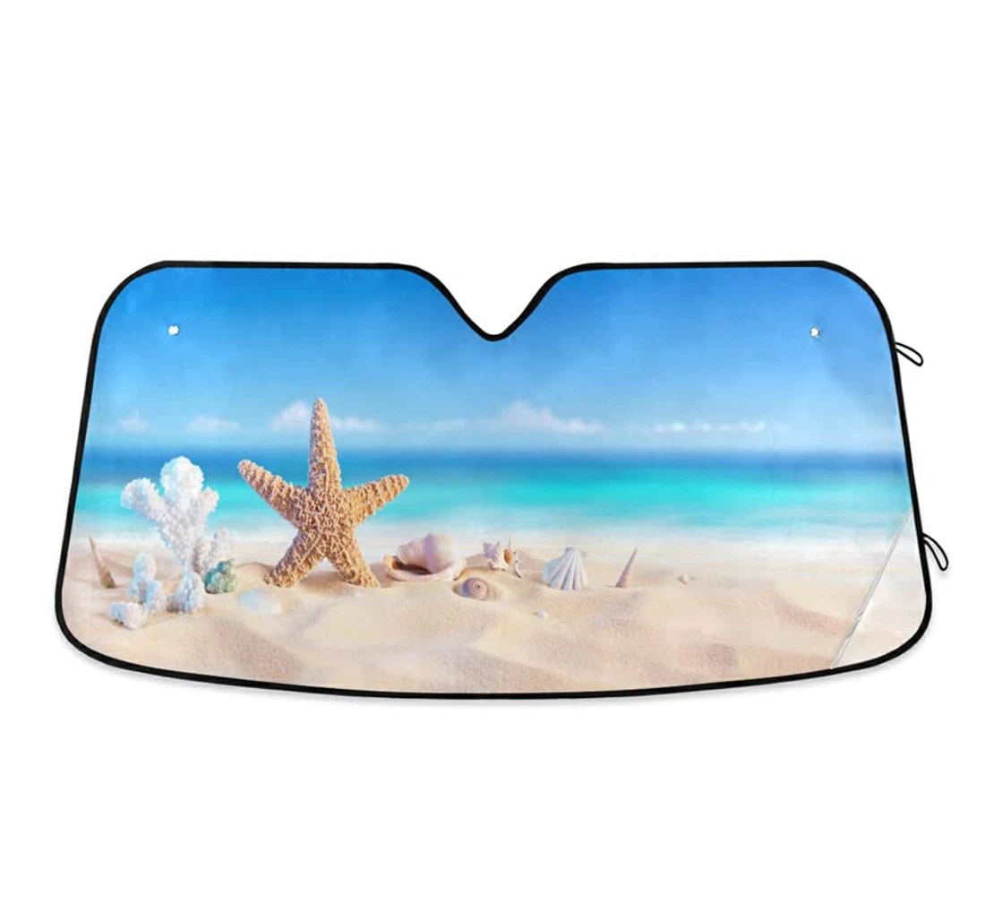 Starfish Shell Summer Beach Blue Car Sun Shade