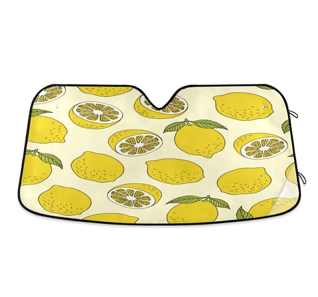Yellow Lemons Beige Watercolor Car Sun Shade