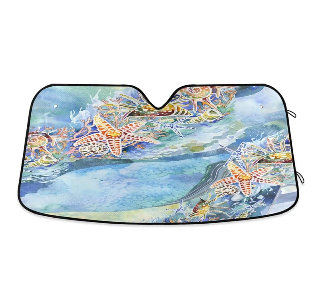 Starfish Seashells Summer Underwater Car Sun Shade