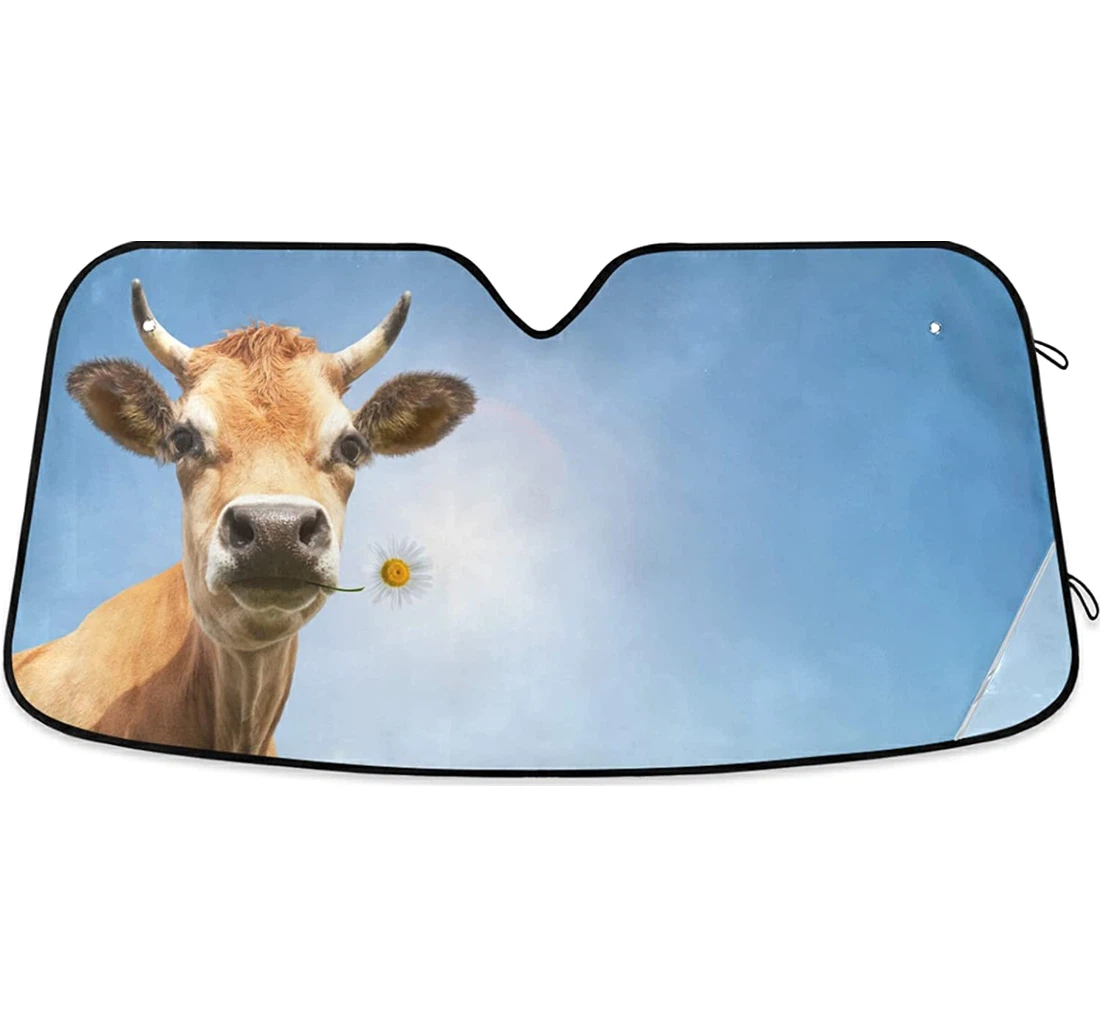 Cow Flower Funny Farmhouse Car Sun Shade