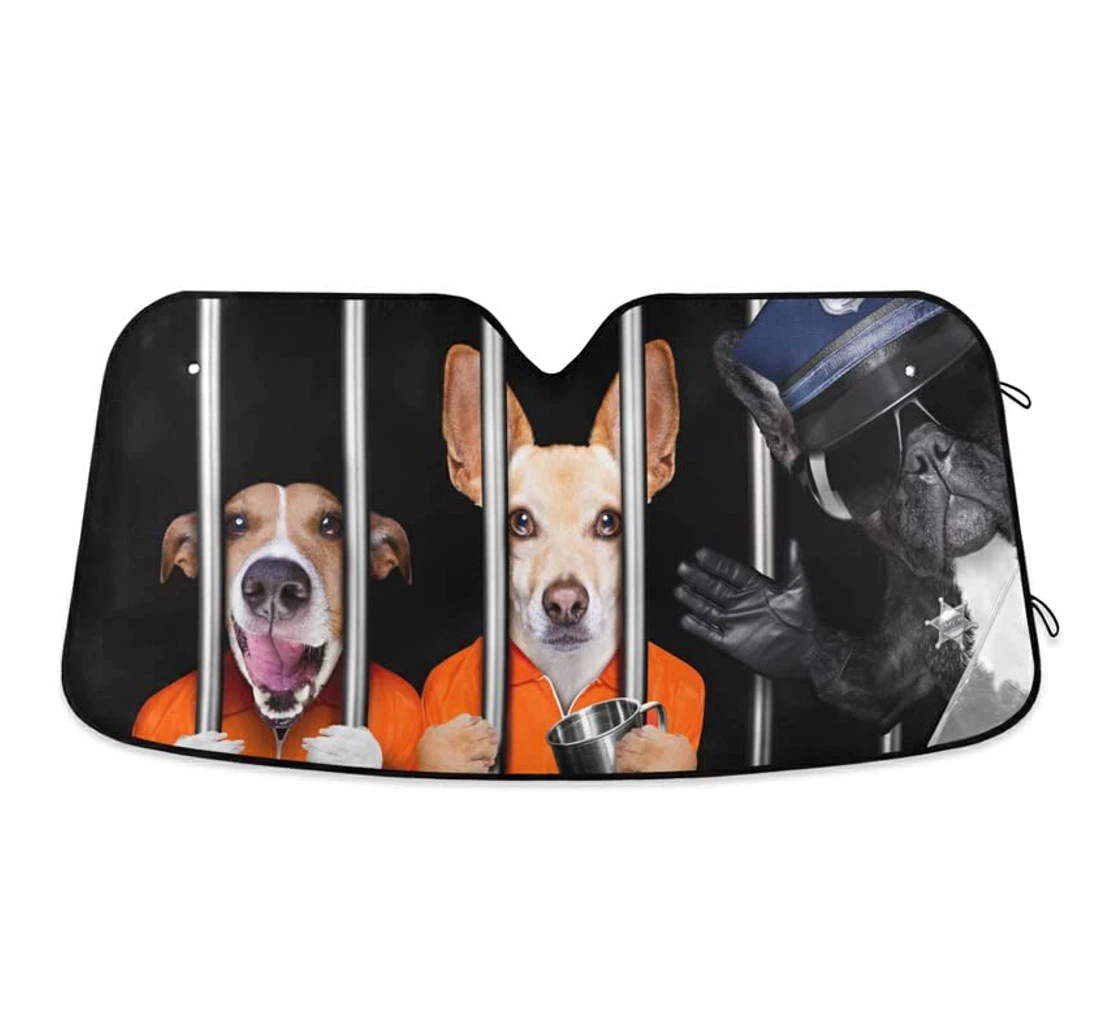 Funny Criminal Dogs Unique Car Sun Shade