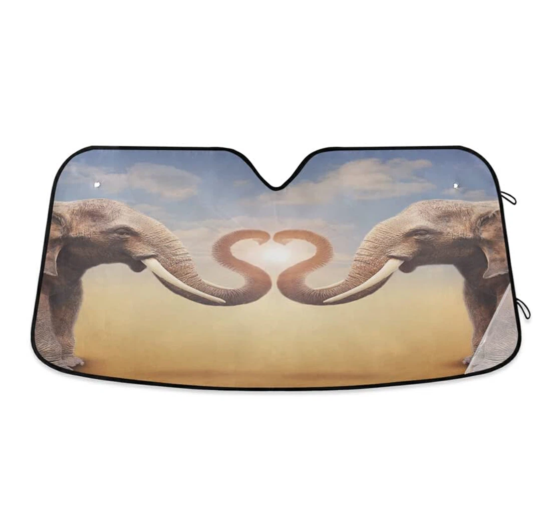 Funny Elephants Couple Romantic Car Sun Shade
