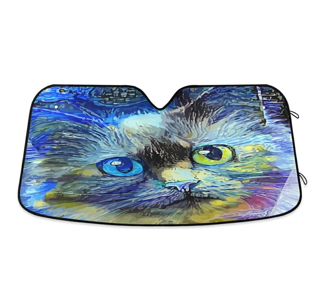 Starry Night Style Cat Car Sun Shade