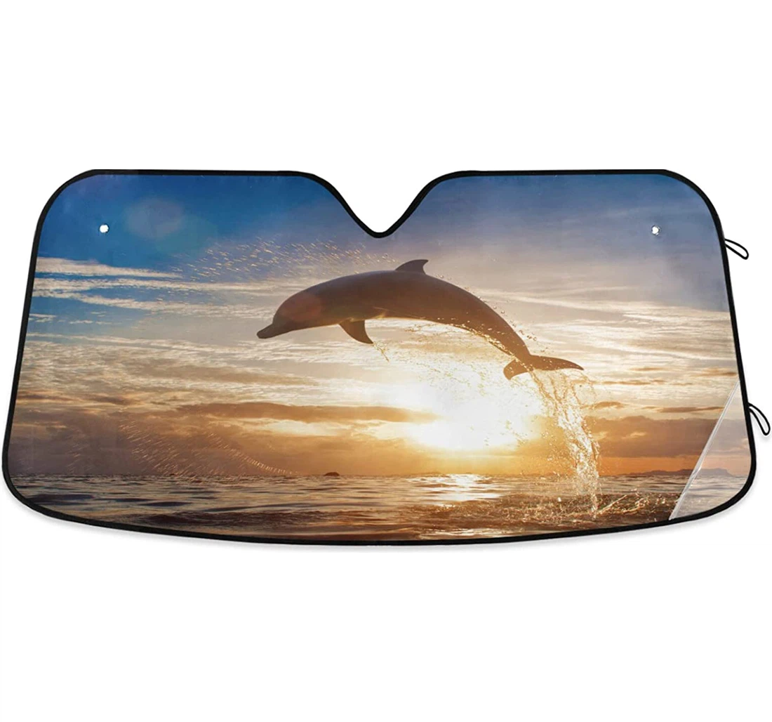 Summer Dolphin Sea Sunset Car Sun Shade