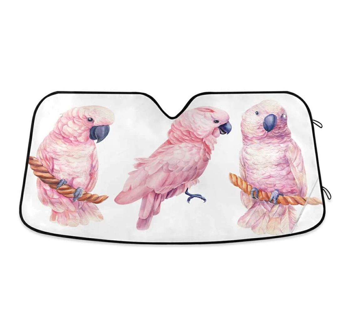 Birds Parrots Pink Cute Cockatoo Car Sun Shade