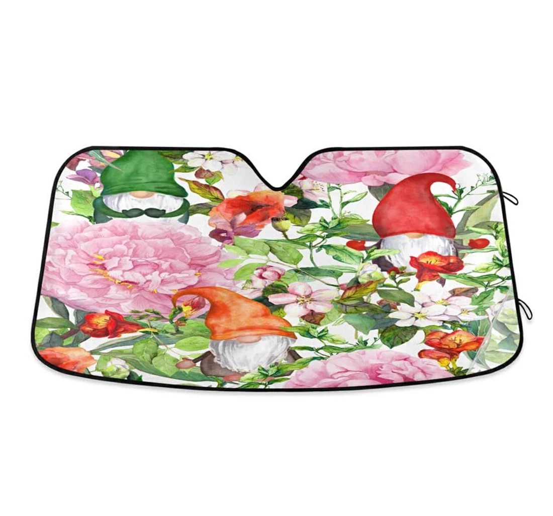 Summer Gnomes Beautiful Flowers Car Sun Shade