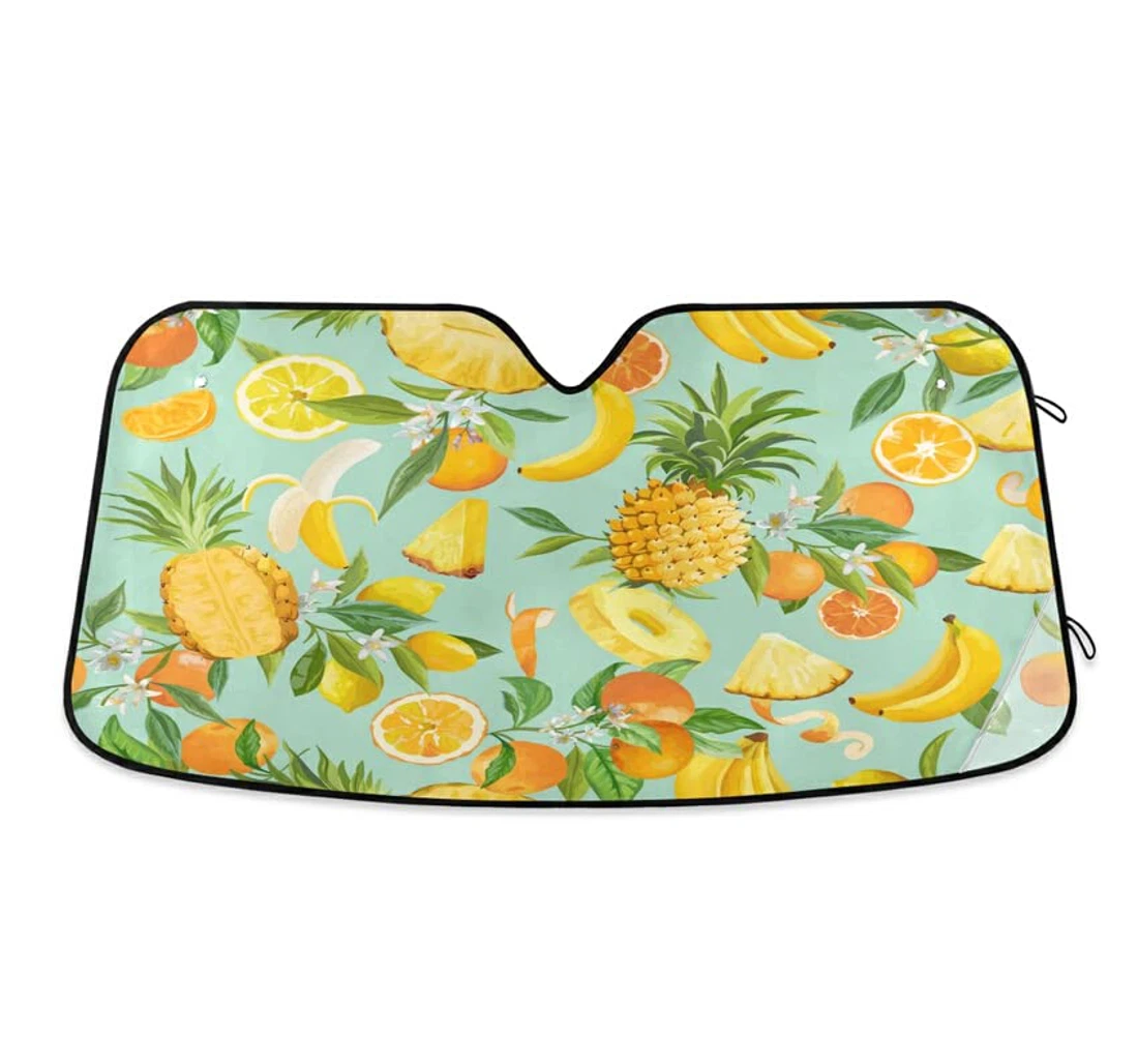 Pineapple Banana Lemon Summer Fruits Leaves Car Sun Shade