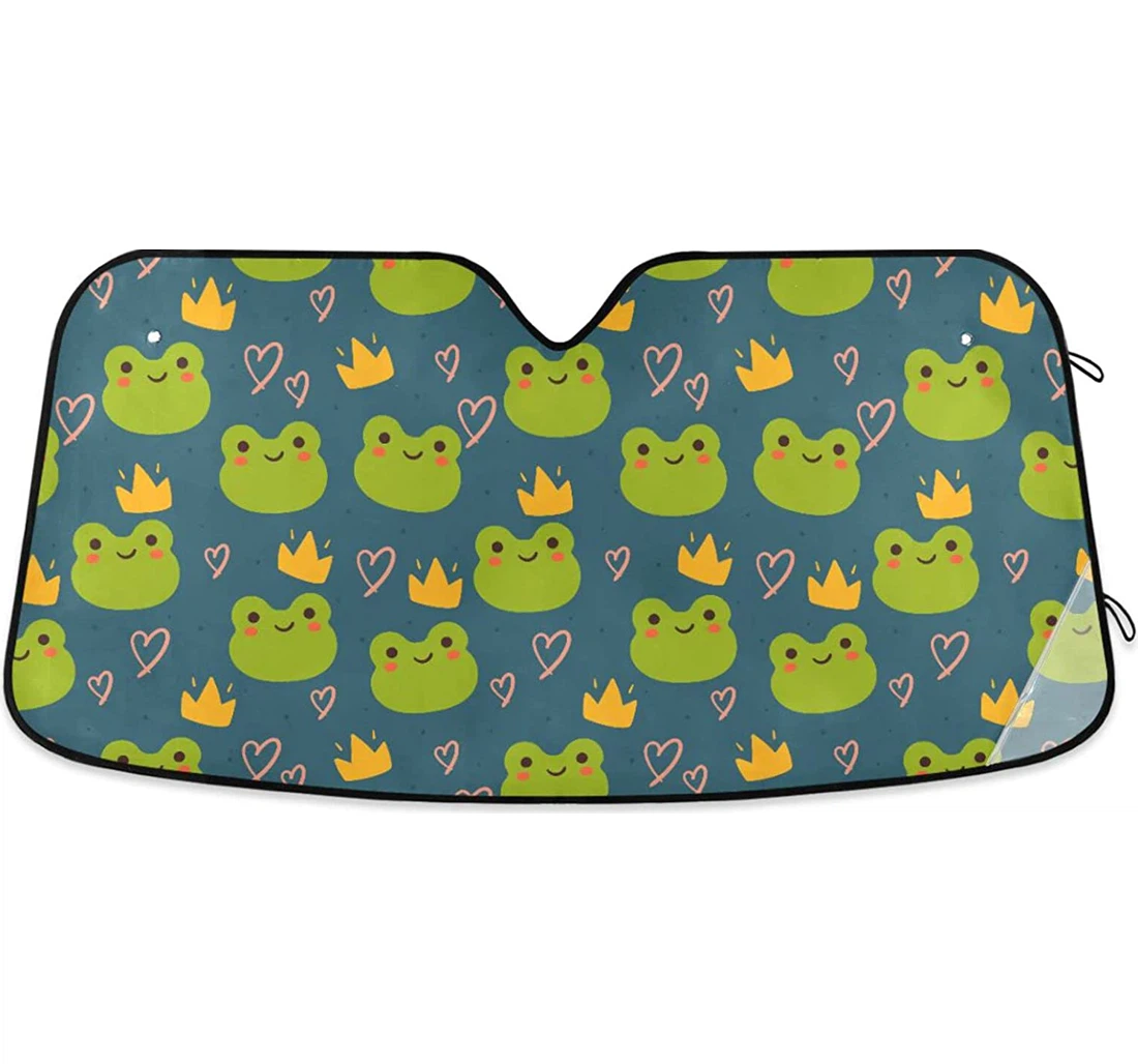 Cartoon Frog With Crown Car Sun Shade