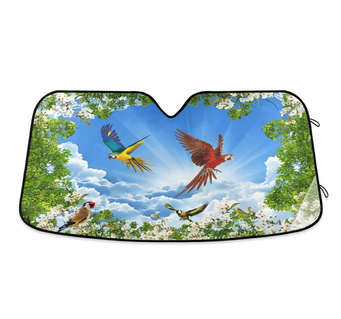 Parrot Bird Green Tree Branches Car Sun Shade