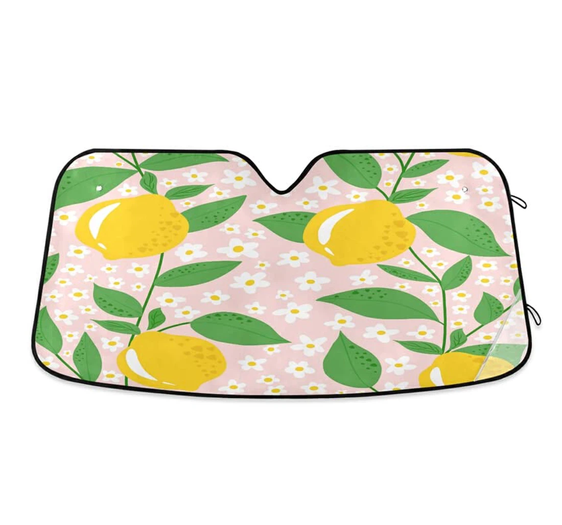 White Flowers Lemons Pink Beautiful Fresh Car Sun Shade