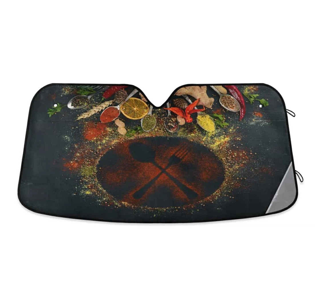 Spices Herbs Fantasy Knife Fork Shadow Car Sun Shade