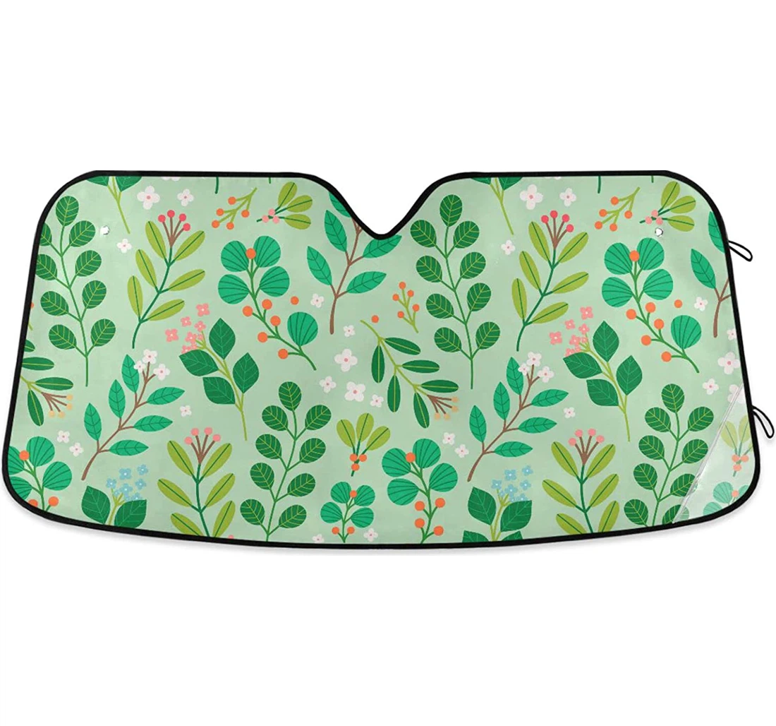 Green Branches Flowers Car Sun Shade