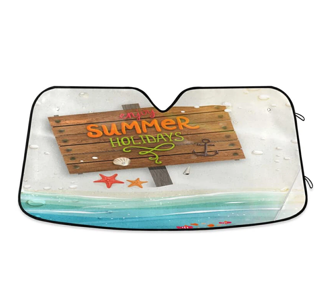 Beach Starfish Wooden Board Enjoy Summer Holidays Car Sun Shade
