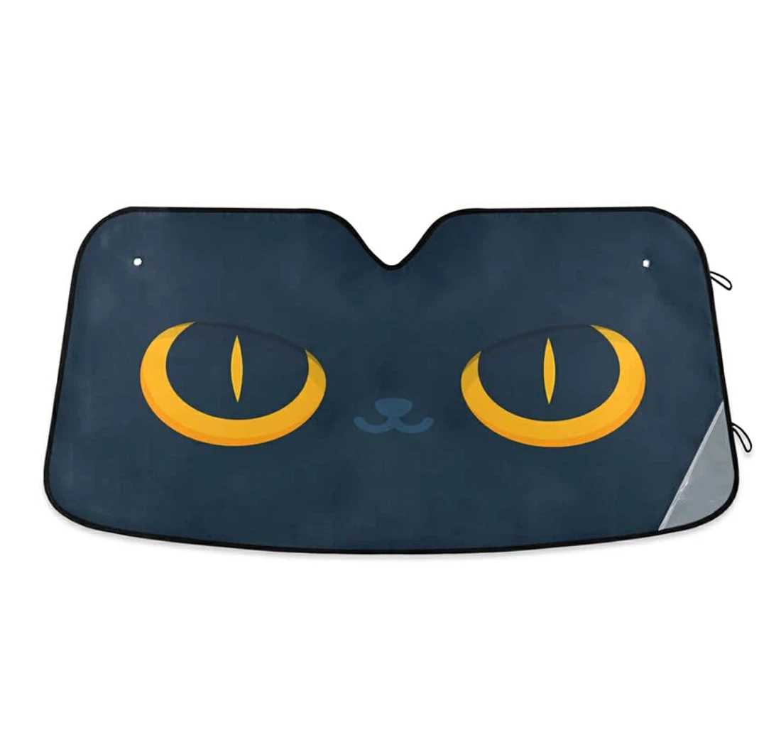 Cute Cat Face Yellow Eyes Car Sun Shade