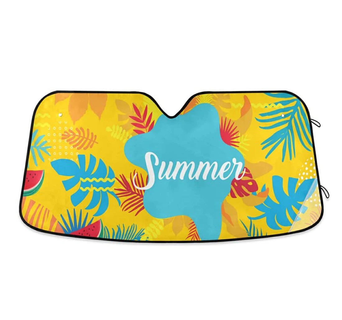 Summer Yellow Tropical Leaves Car Sun Shade